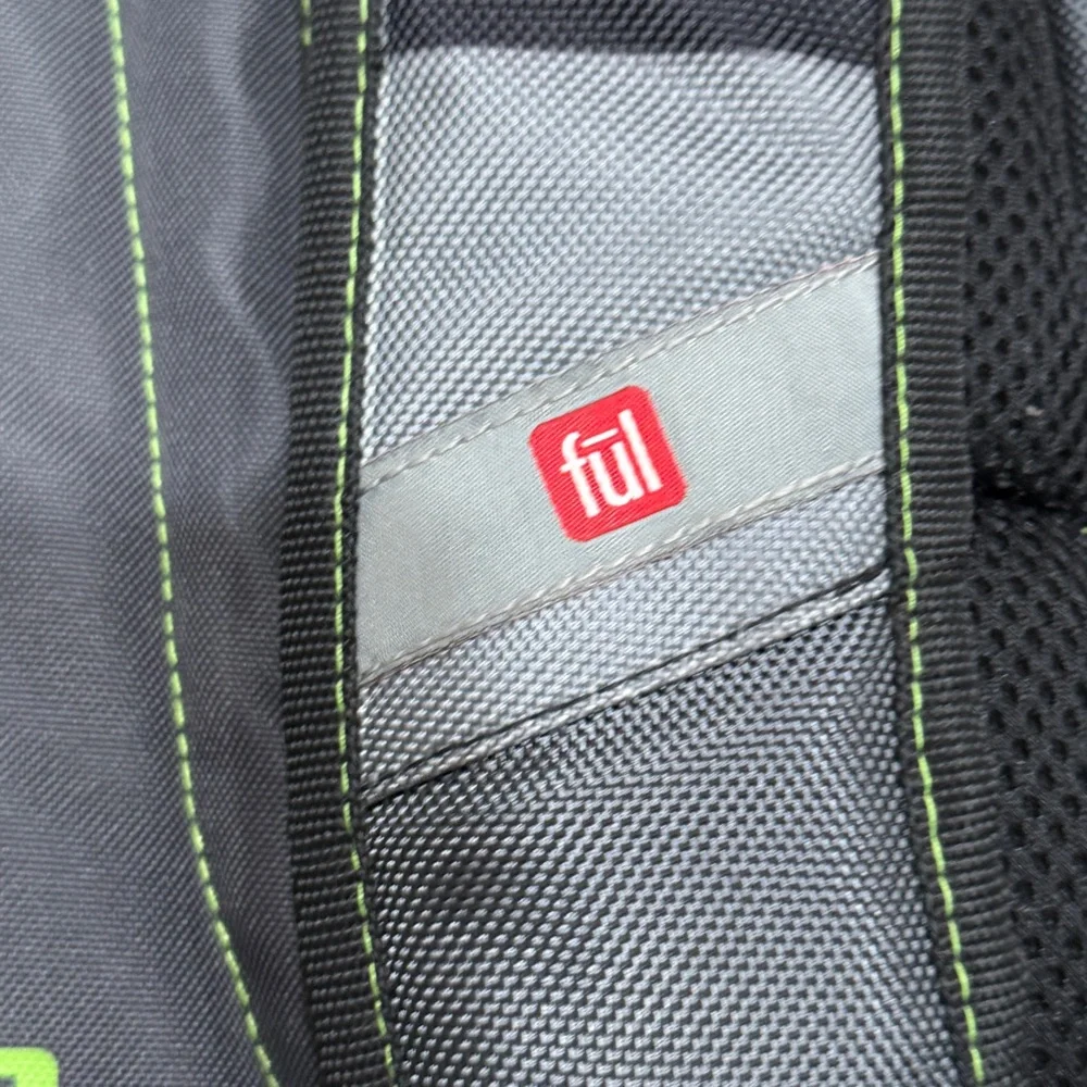 Ful Laptop Backpack Grey Lime Green Multi-Compartment Air Flow Panel Travel Bag - Picture 3 of 9